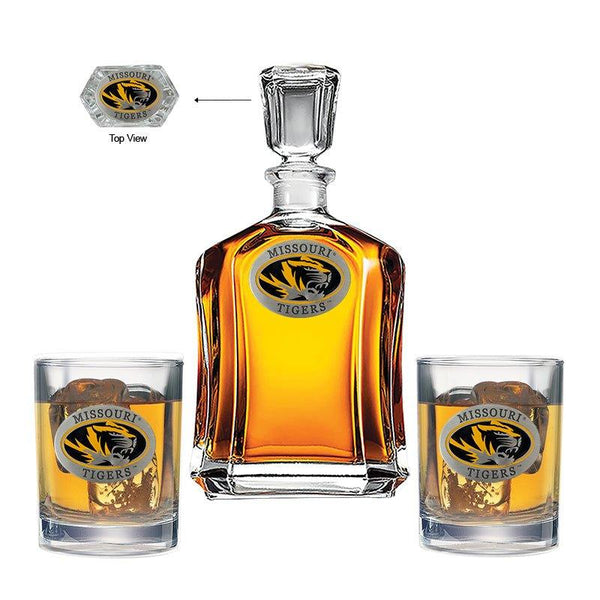 University of Missouri Capitol Decanter with 2 Glasses