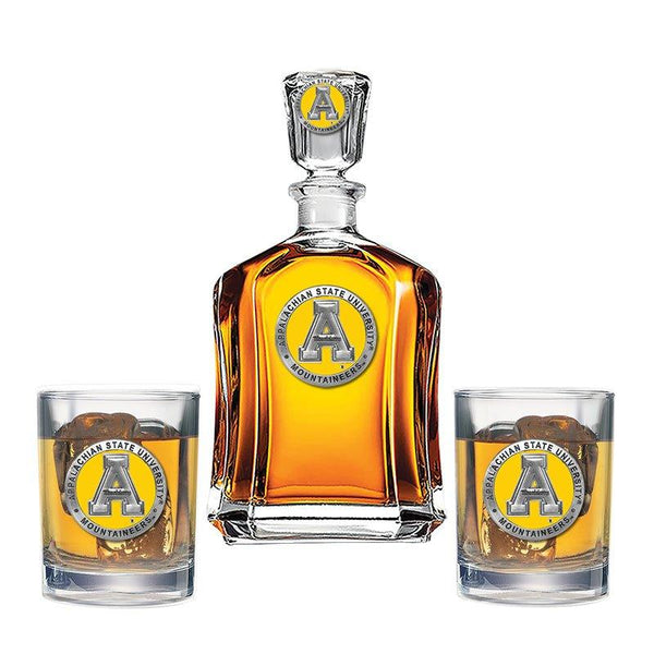 Appalachian State University Capitol Decanter with 2 Glasses