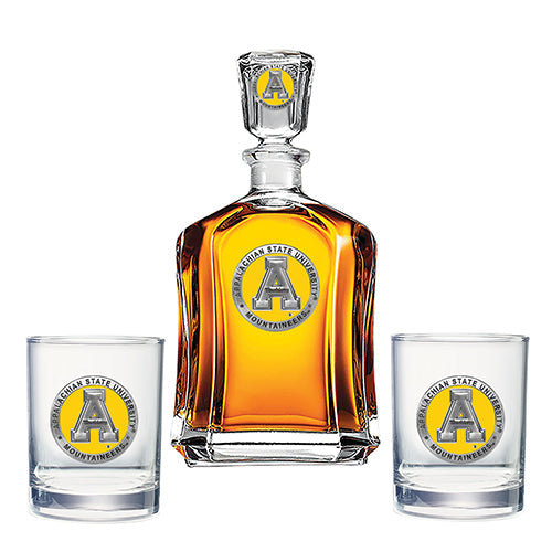 Appalachian State University Capitol Decanter with 2 Glasses
