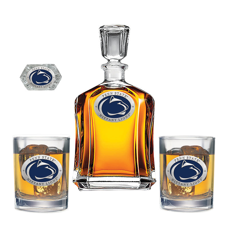 Penn State Capitol Decanter and 2 Glasses