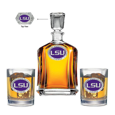 Louisiana State University Capitol Decanter with 2 Glasses