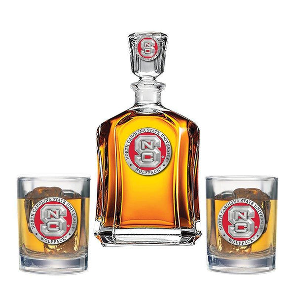 North Carolina State University Capitol Decanter with 2 Glasses