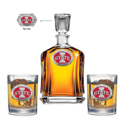 Iowa State University Capitol Decanter with 2 Glasses
