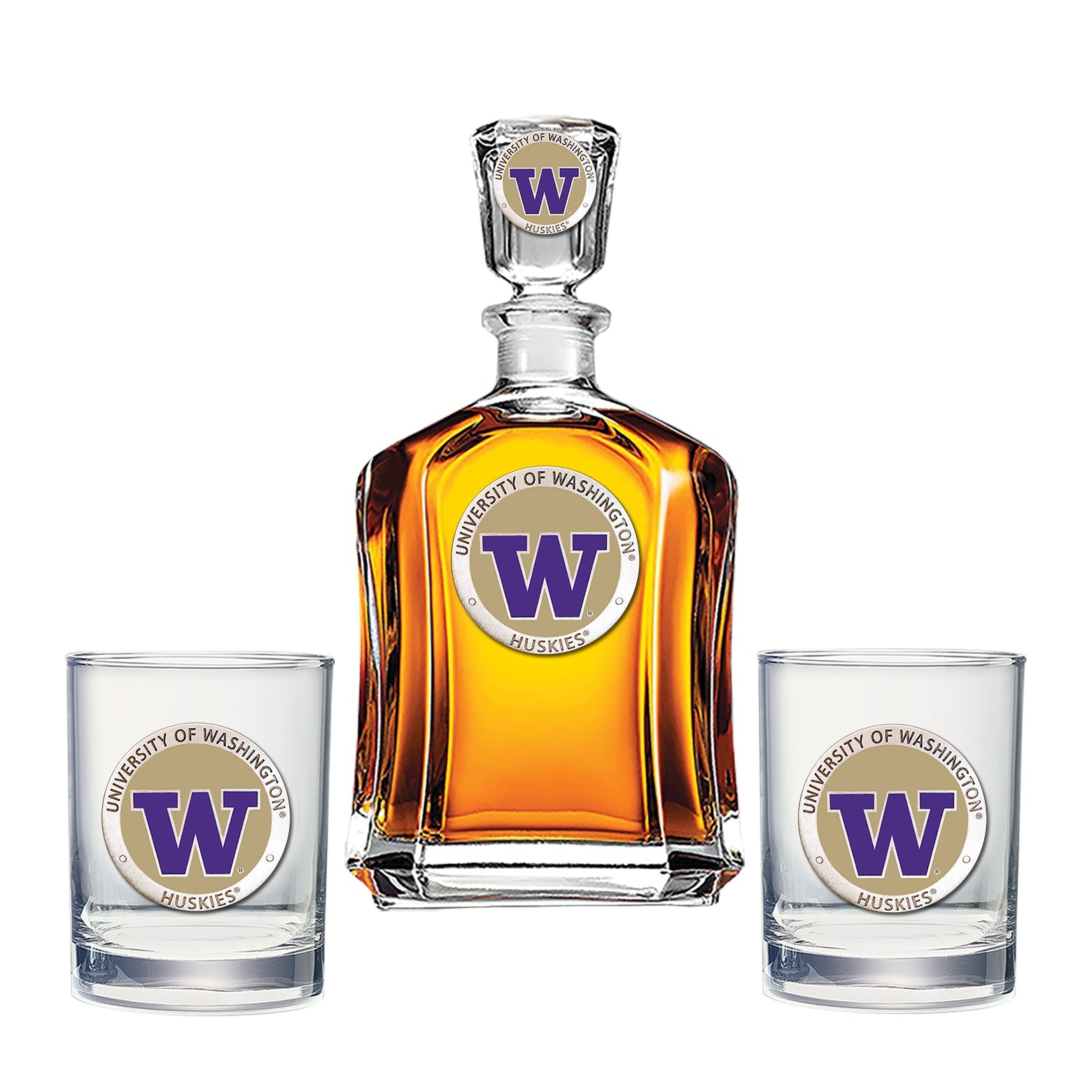 University of Washington Capitol Decanter with 2 Glasses