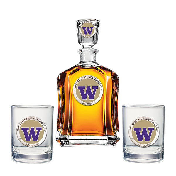 University of Washington Capitol Decanter with 2 Glasses