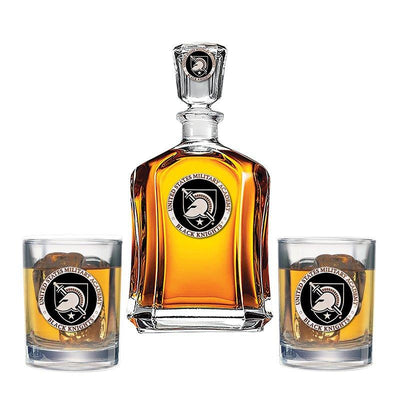 US Military Academy Black Knights Capitol Decanter with 2 Glasses