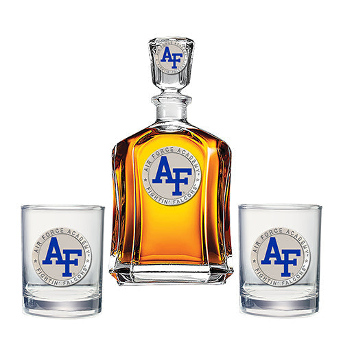 US Air Force Academy Capitol Decanter with 2 Glasses