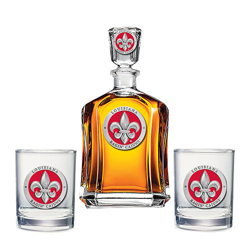 Louisiana Capitol Decanter with 2 Glasses