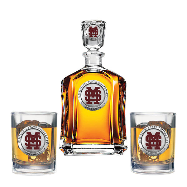Mississippi State Baseball Logo Capitol Decanter with 2 Glasses
