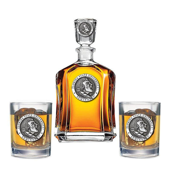 Florida State University Seminoles Capitol Decanter with 2 Glasses
