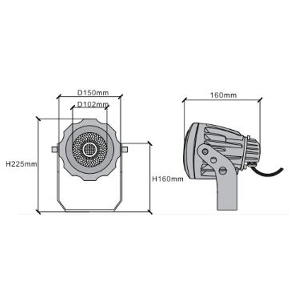 CD30 30W 12V Low Voltage LED Outdoor Aluminum Spotlight Directional Narrow Beam Angle