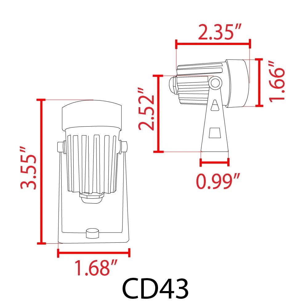CD43 5W Waterproof LED Landscape Narrow Beam Directional Outdoor 12V Low Voltage Aluminum Spotlight