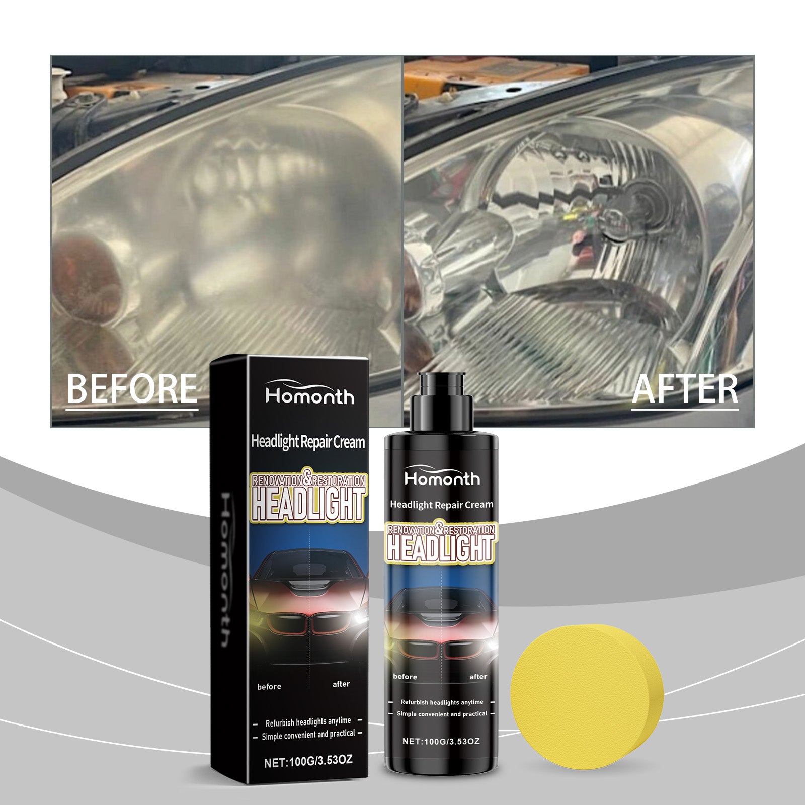 Automotive Headlight Repair Paste, Fill Scratches Repair Wear Lamps Care Maintenance Lamp Supplies