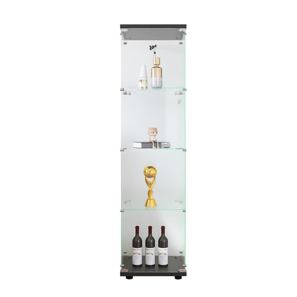 4 glass display cabinets with door shelves, floor standing antique bookshelf, 64.7 
