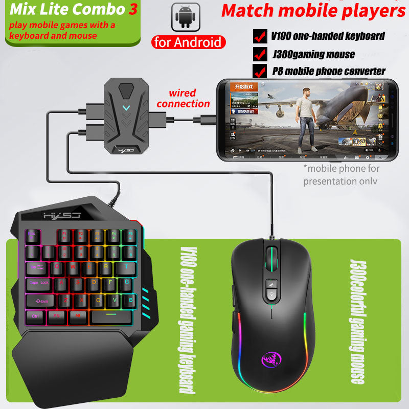 Wired Android Throne One handed Keyboard and Mouse Set Android Game PUBG Gun Converter