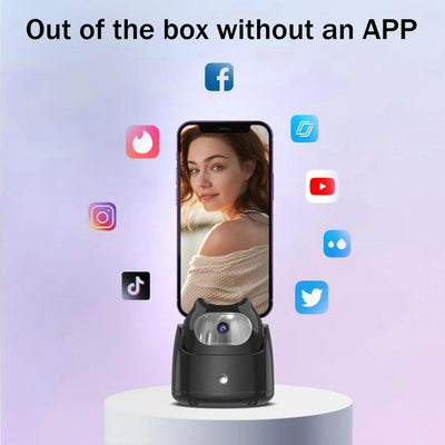 360° Rotation Automatic Face Tracking Gimbal Mobile Phone Holder APP-Free AI Face Recognition Phone Tripod for Live Vlog Video
