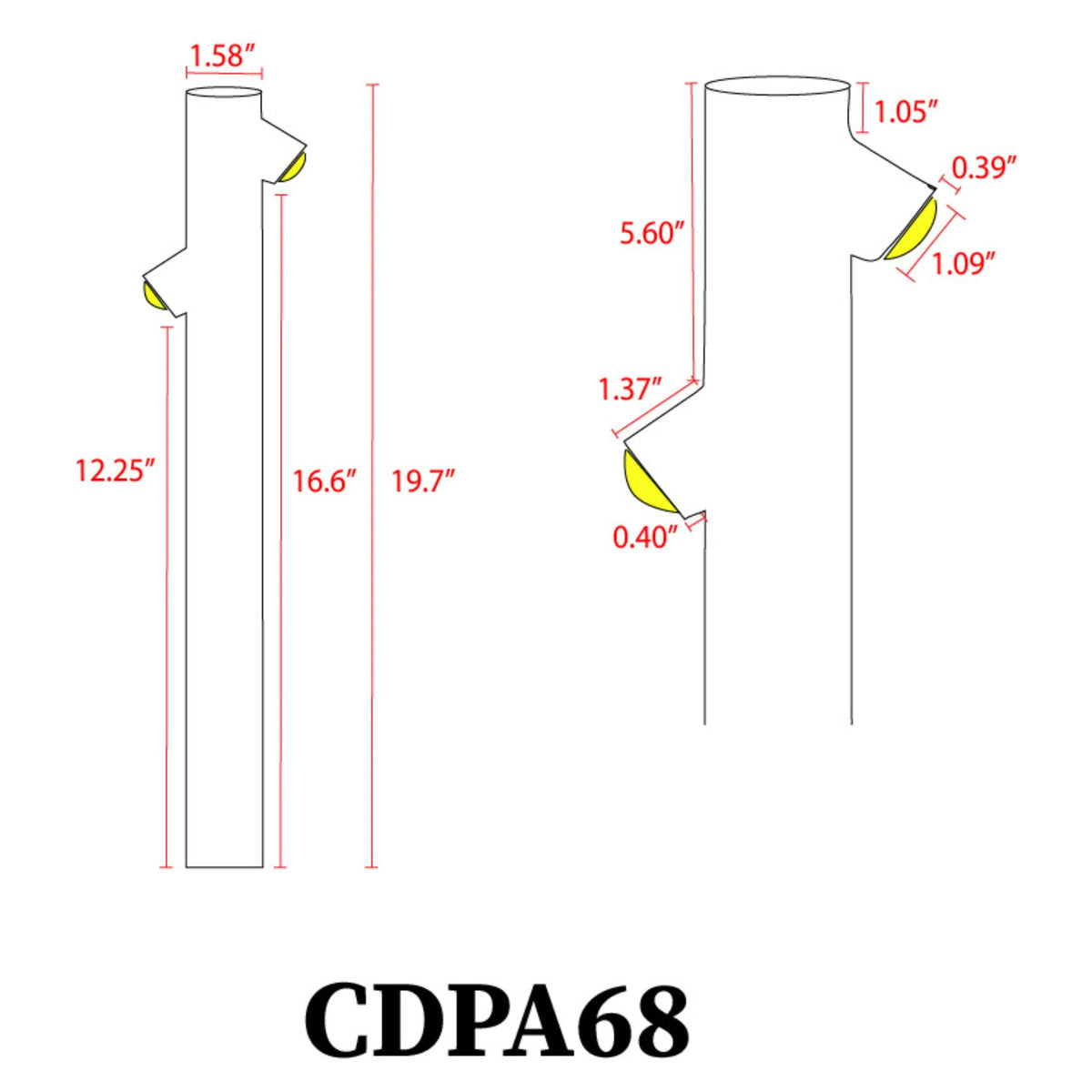 CDPA68 6W LED Bi Directional Bollard Aluminum Path Light 12V Low Voltage Outdoor Landscape Lighting