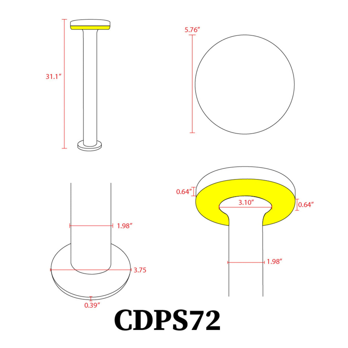 CDPS72 7W Stainless Steel Bollard Pathway Lighting LED Circle Top Modern 12V Low Voltage