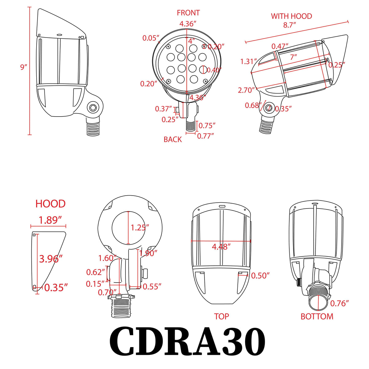 CDRA30 30W 12V Low Voltage Smart Bluetooth RGBW Narrow Beam Directional Outdoor Landscape Aluminum Spotlight