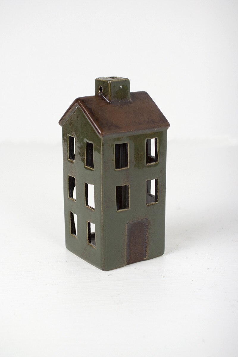 SET OF SIX CERAMIC VILLAGE - ONE EACH DESIGN