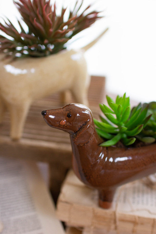 SET OF FIVE CERAMIC DOG PLANTERS Kalalou