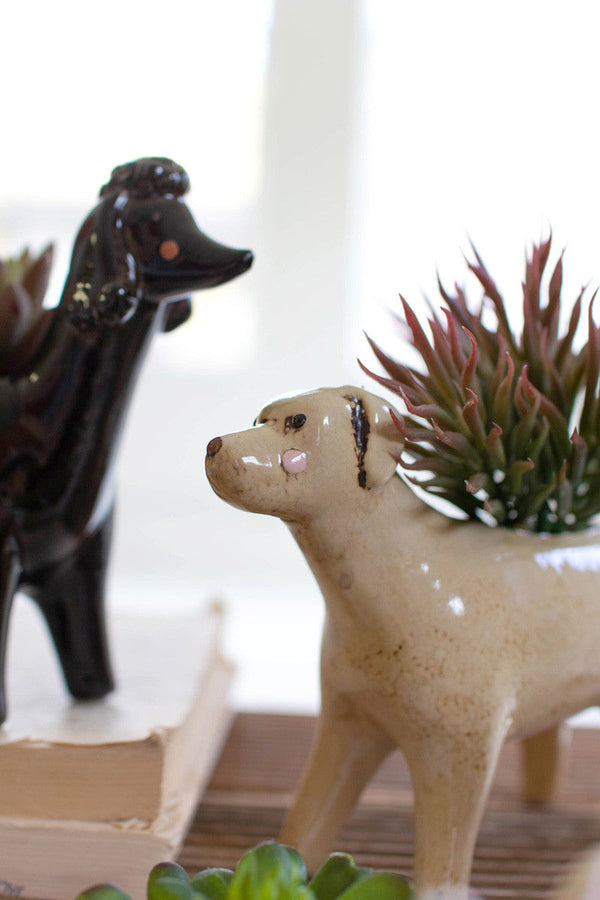 SET OF FIVE CERAMIC DOG PLANTERS Kalalou