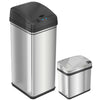 13 Gallon and 2.5 Gallon Self-Contained Electric-Motor Sensor Kitchen Trash Can and Bathroom Trash Can Combo Pack with AbsorbX