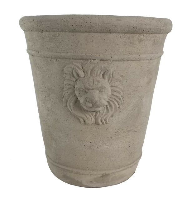Round Cement Lion Planter