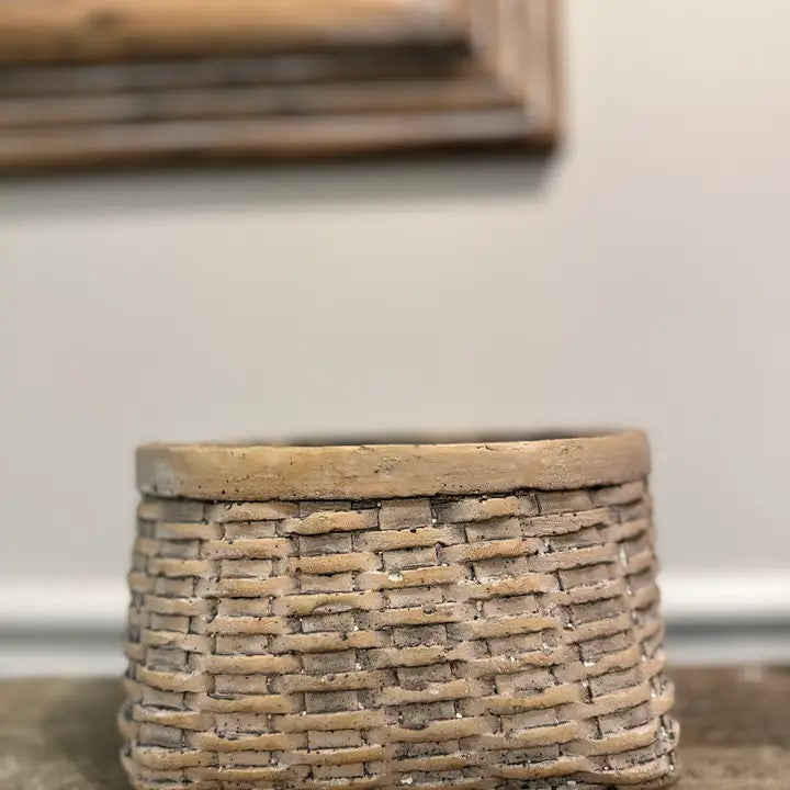 Narrow Cement Basket Planter