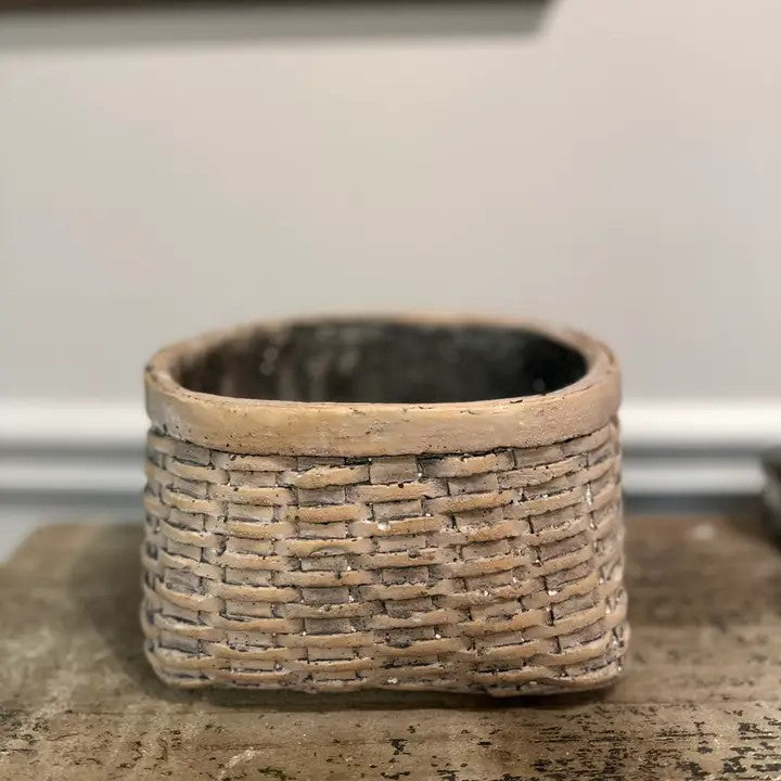 Narrow Cement Basket Planter