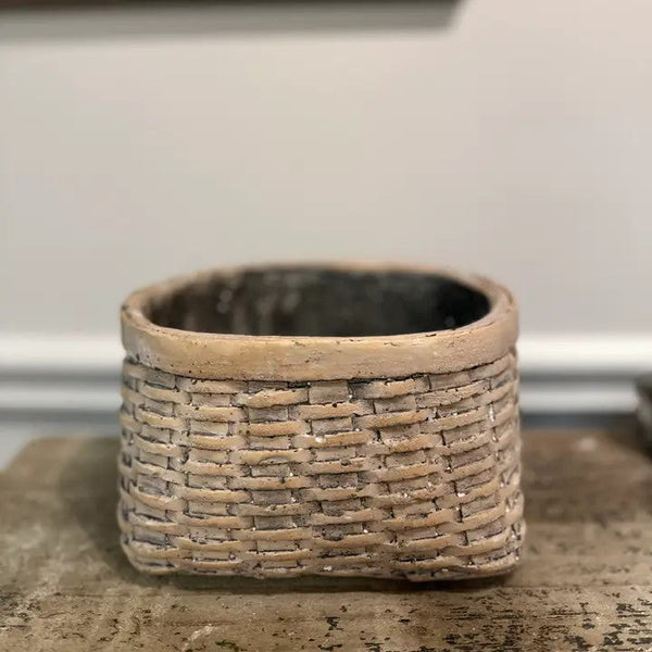 Narrow Cement Basket Planter