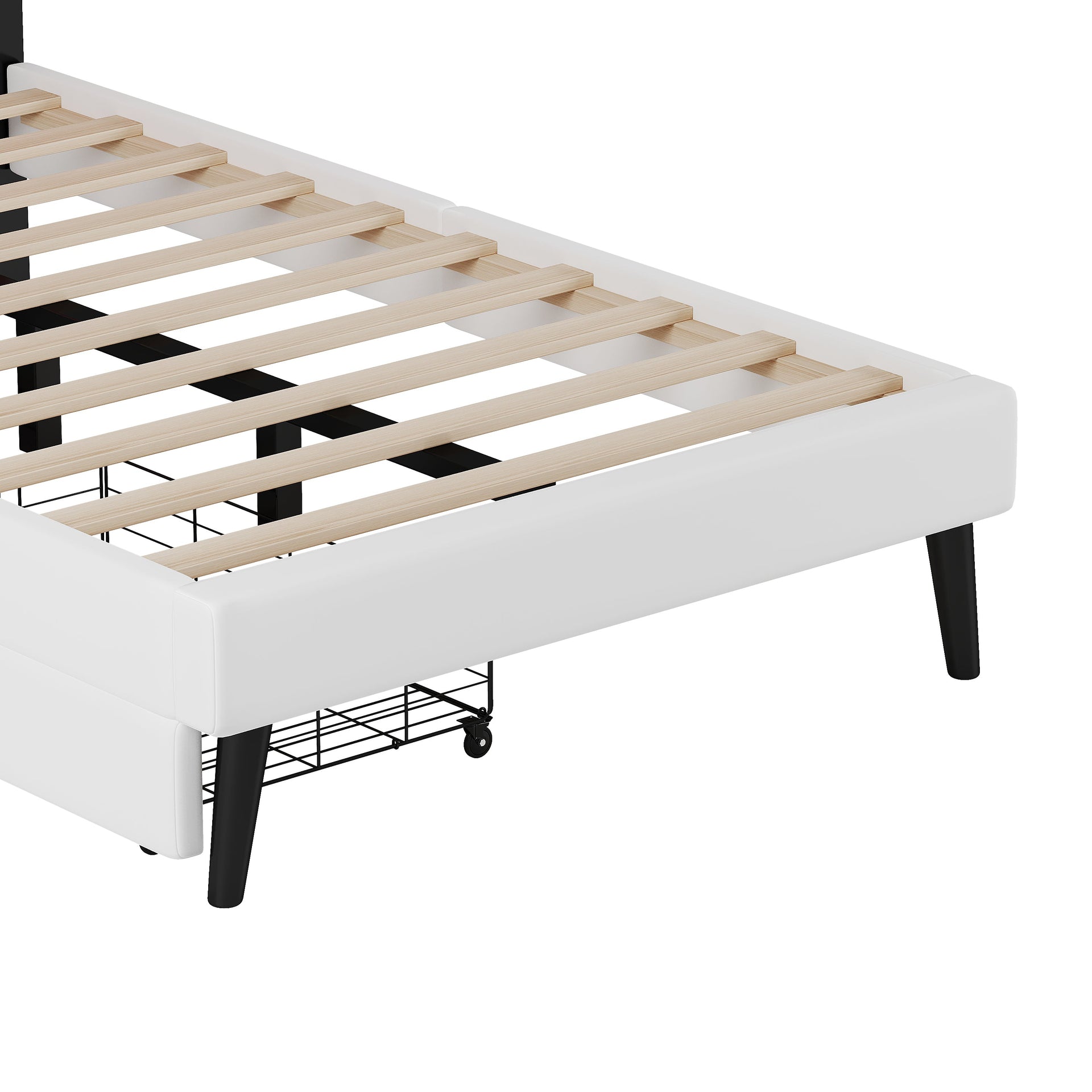 Twin cushion princess bed with crown headboard and 2 drawers with headboard and footrest, pink+white