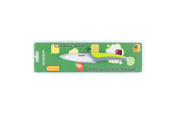 CERAMIC KNIFE: Green+Grey soft touch handle; White Ceramic Blade ... 3