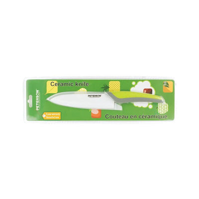 CERAMIC KNIFE: Green+Grey soft touch handle; White Ceramic Blade ... 6