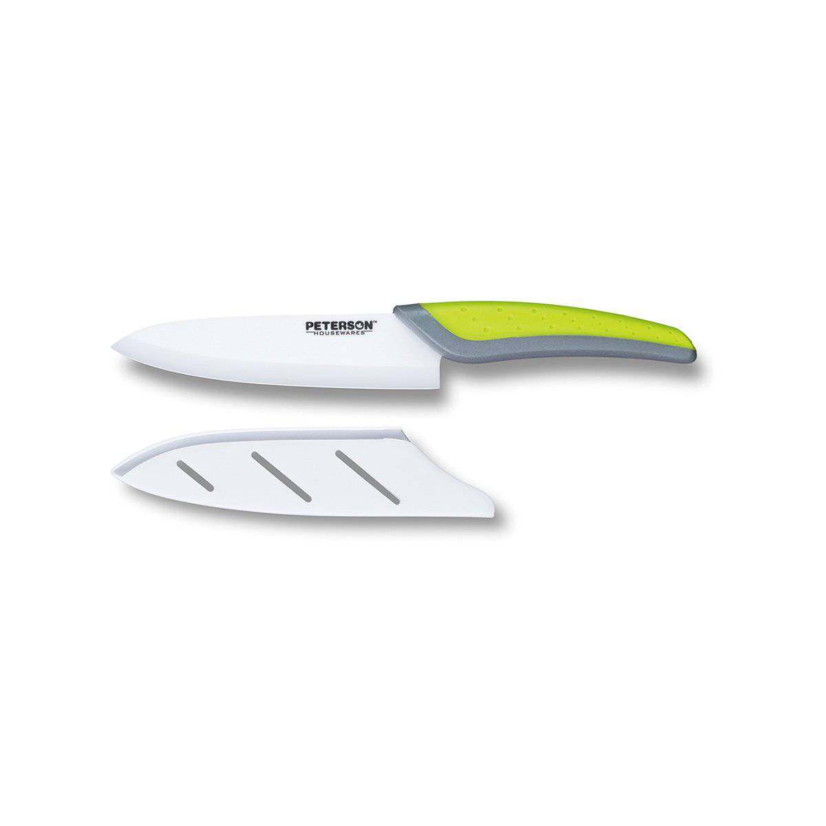 CERAMIC KNIFE: Green+Grey soft touch handle; White Ceramic Blade ... 6
