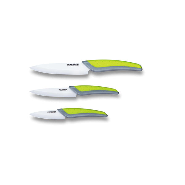 CERAMIC KNIFE: Green+Grey soft touch handle; White Ceramic Blade ... 3