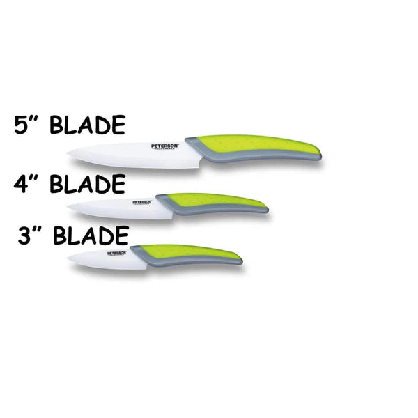 CERAMIC KNIFE: Green+Grey soft touch handle; White Ceramic Blade ... 5