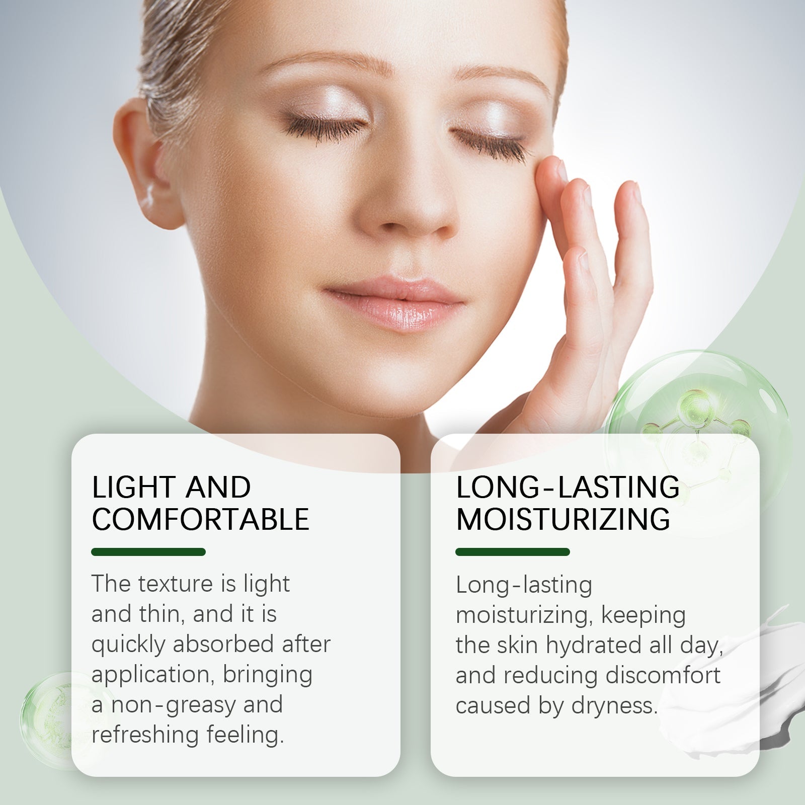 Green Tea Protective Cream Outdoor Protective Refreshing Smooth Delicate Facial Acne Skin Daily Care Cream