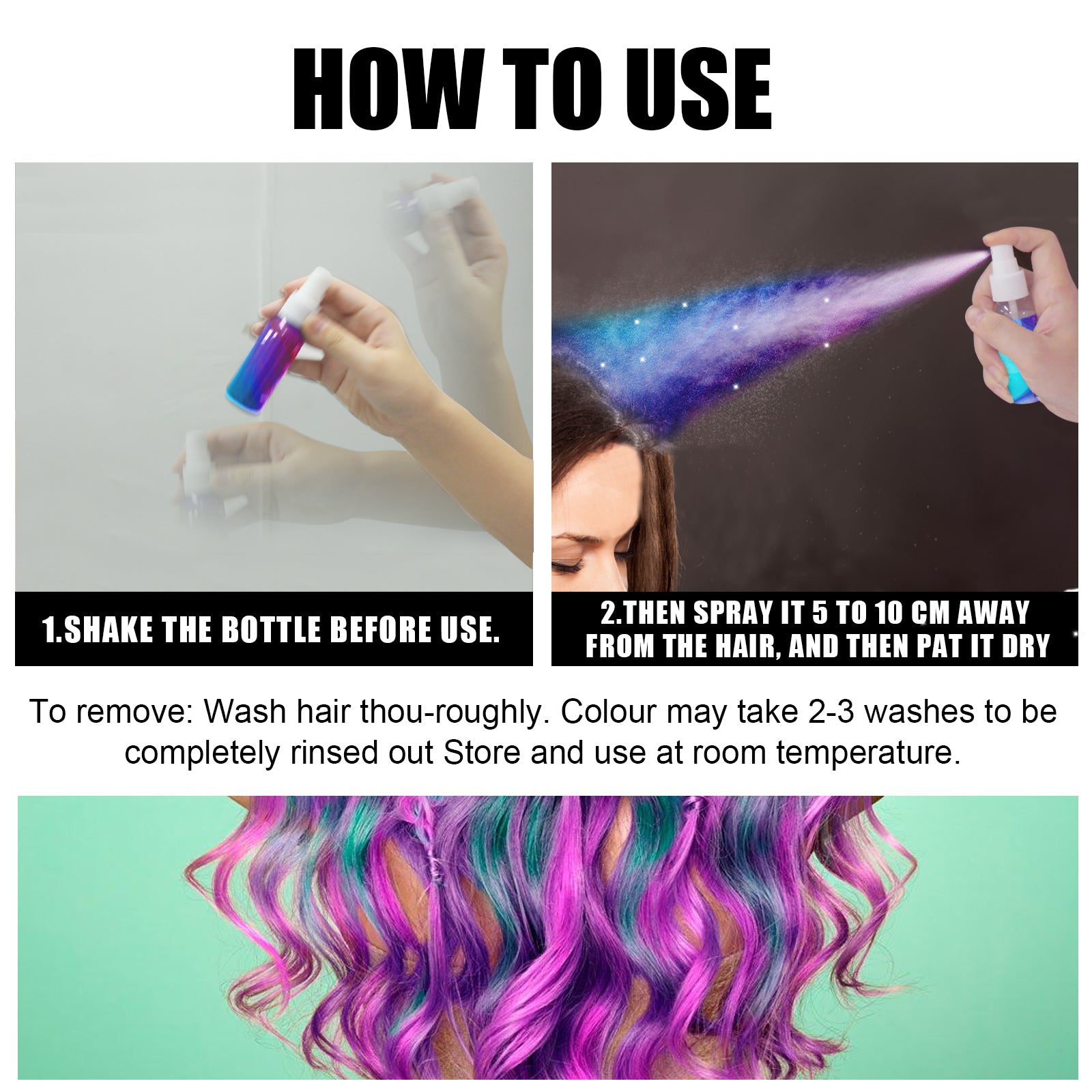 Party Temporary Hair Dye, Disposable Party Glitter Hair Color Fast And Easy Color Without Damaging Hair