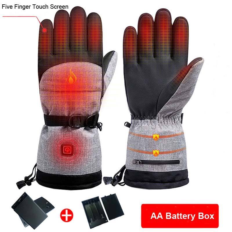 Intelligent Heating Gloves Full Fat Touch Screen Warm Waterproof Outdoor Motor Sports Electric Heating Ski Gloves