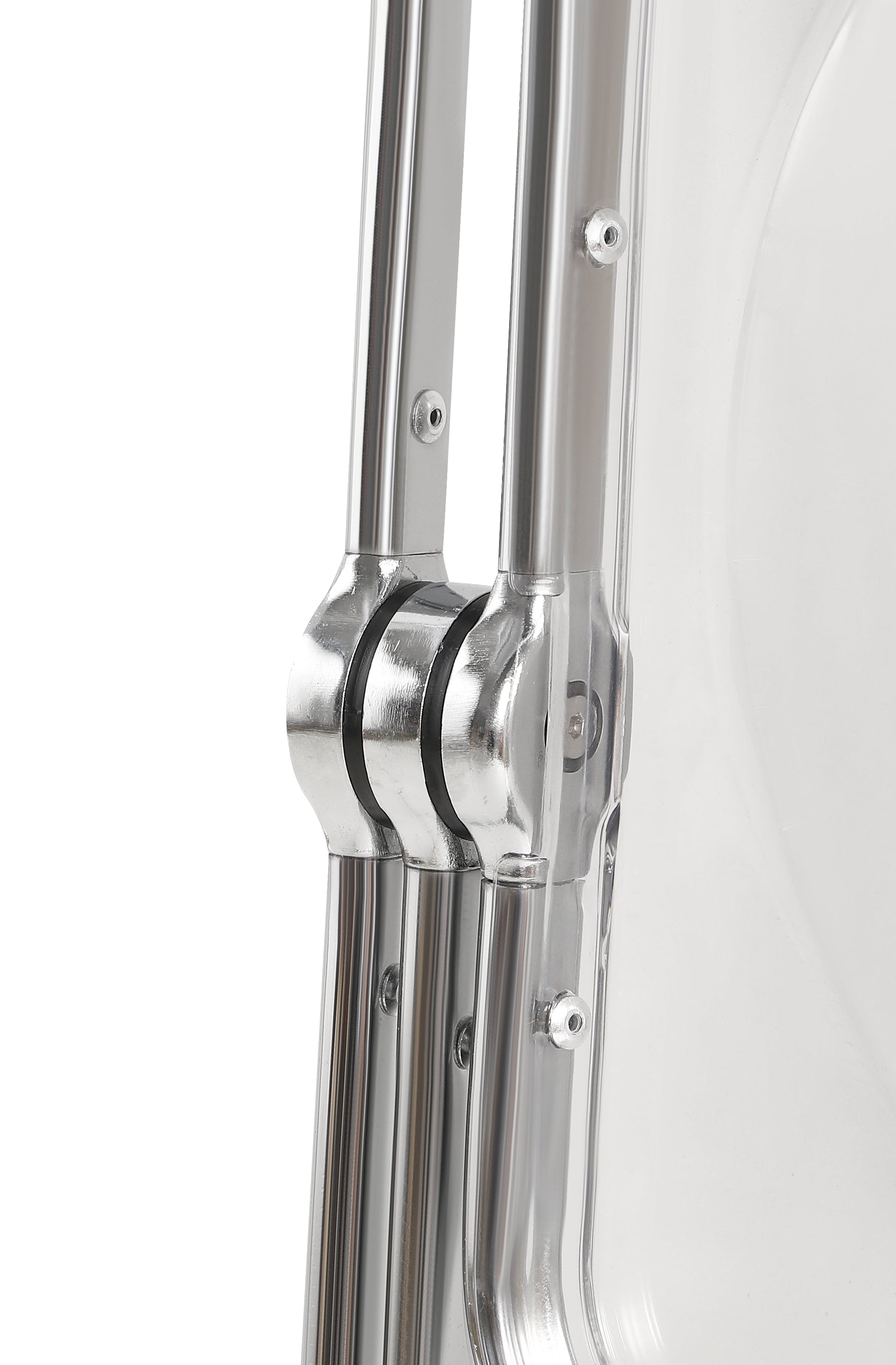 Transparent chair, stackable folding chair, PC plastic living room chair, chrome frame foldable acrylic chair, O-Clear