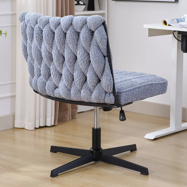 Armless Office Desk Chair No Wheels BLUE