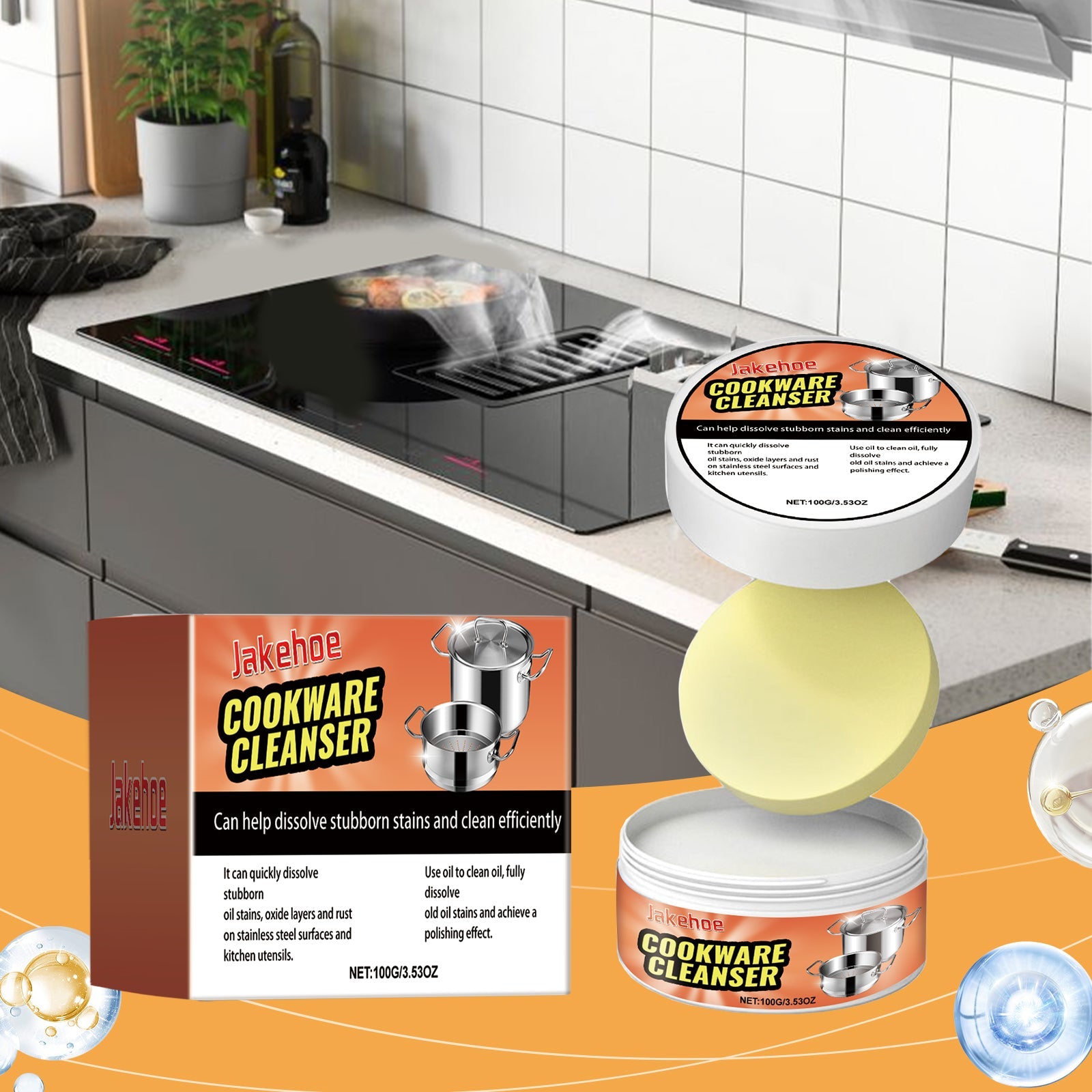 Cookware Cleaning Cream Stainless Steel Kitchen Pots Clean Rust, Stain And Fragrance Cleaning Cream