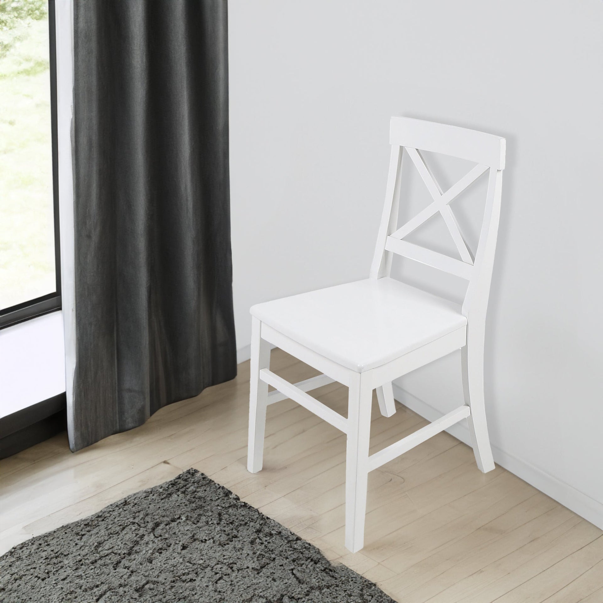 Roshan Farmhouse Acacia Wood Dining Chairs, White (Set of 2)