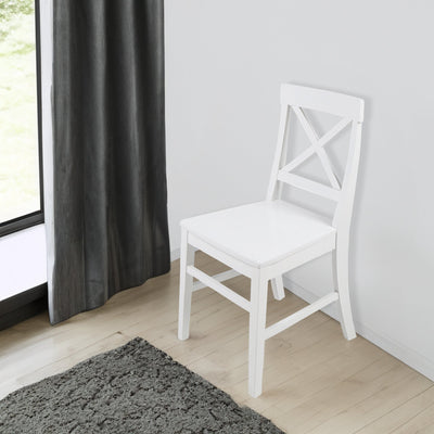 Roshan Farmhouse Acacia Wood Dining Chairs, White (Set of 2)