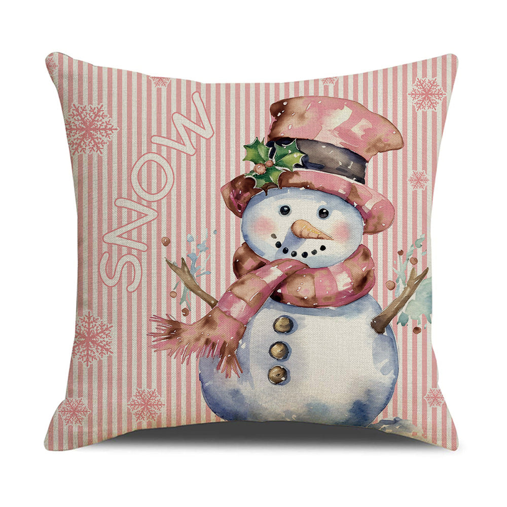 Pink Dog Christmas Snowman Pillow Cover Amazon Home Sofa Cushion Cover Holiday Pillow