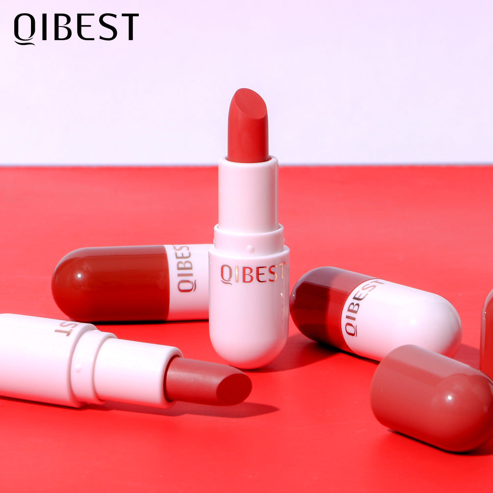 QIBEST Mini Capsule Lipstick Velvet Matte Lipstick Long Lasting Waterproof Pill Lipstick