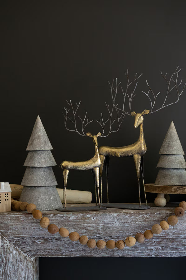 SET OF TWO ANTIQUE GOLD METAL CHRISTMAS DEER
