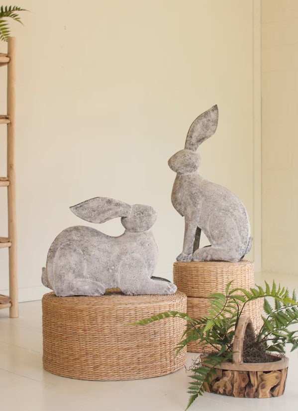 Set of 2 Rustic Metal Rabbits