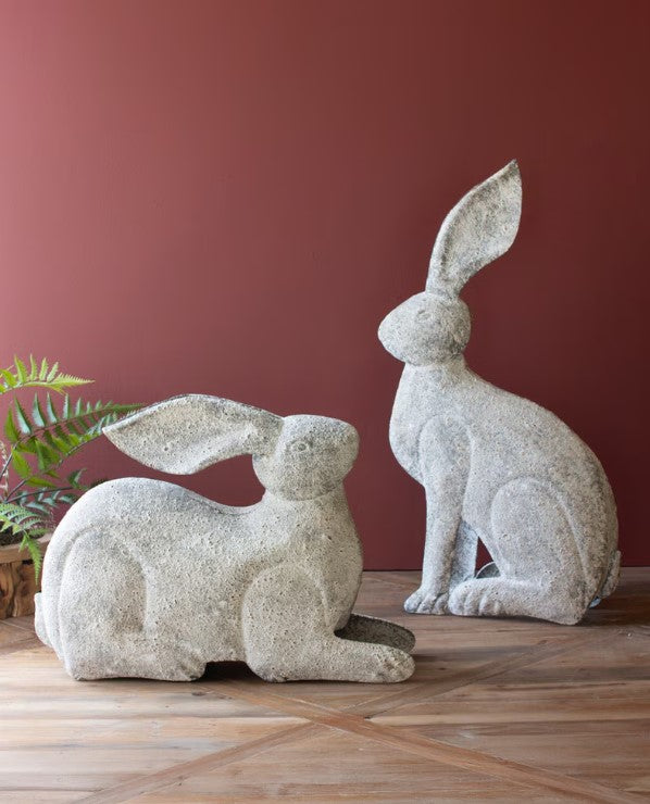 Set of 2 Rustic Metal Rabbits